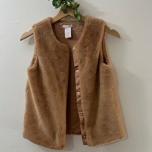 SHABBY CHIC Tan Faux Fur Vest SIZE XL (GIRL’S) US 2 4 Warm Layer Fall Plush Fall